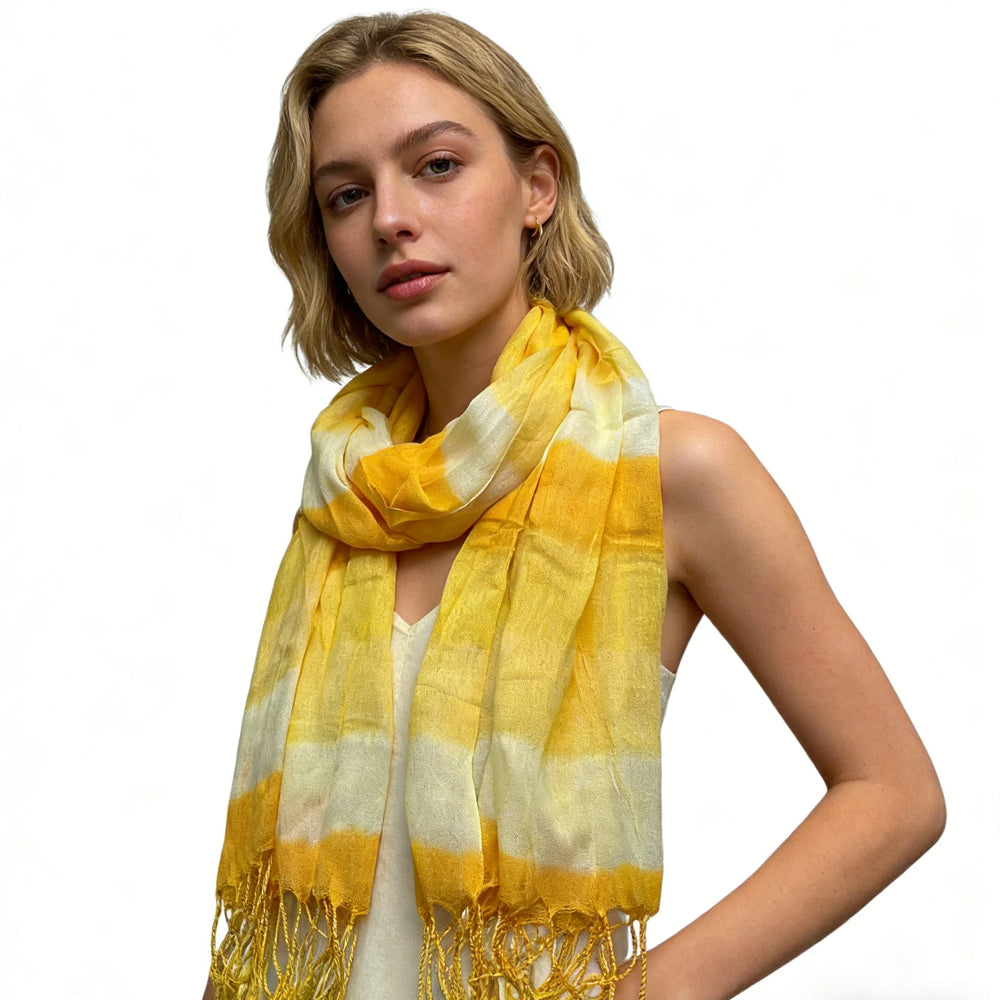 Sunshine Boho Scarf,Sunny Yellow Floral Pattern Printed Scarf