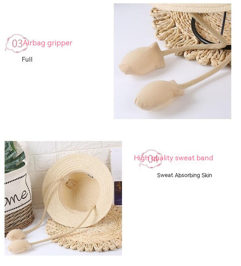 Children'S Sun Hat Ears Moving Airbag Rabbit Sun-Proof Straw Hat